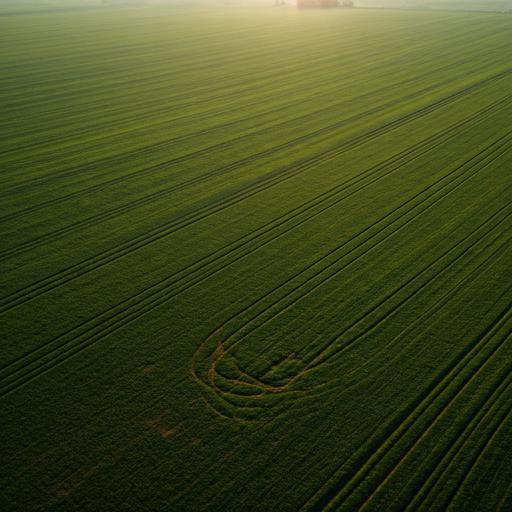 Aerial view of agricultural fields showing crop patterns
